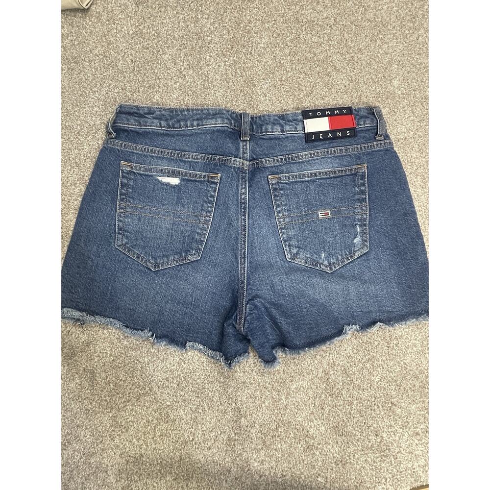 McBling Tommy Jeans Y2K Style High Rise Mom Shorts 8 W29 Distressed Cutoff Denim